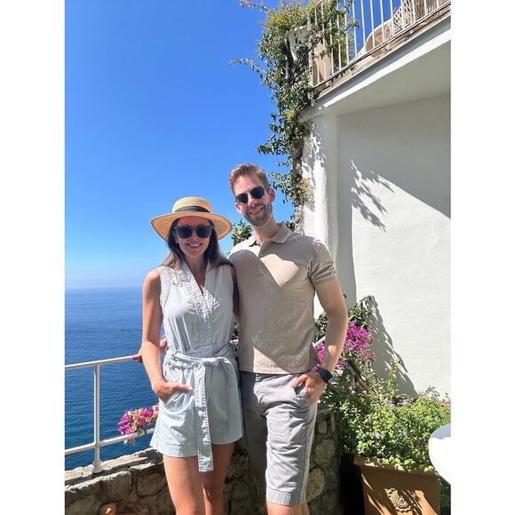 DEREK LAM x RTR Blue Light Cotton Sleeveless Tie Waist Romper Size 36 - Picture 12 of 14